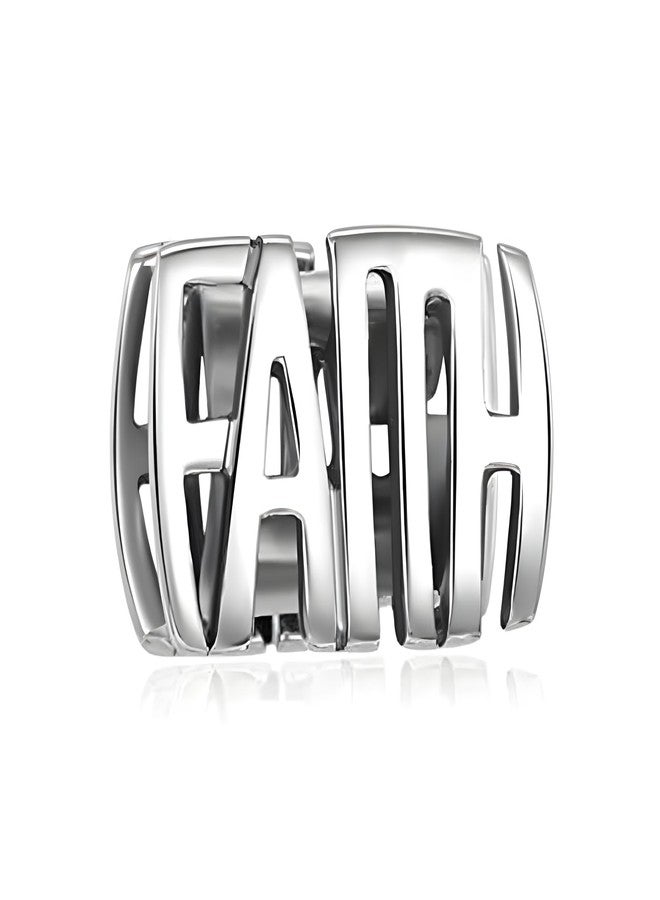 ARTCHARM Faith Charms Sterling Silver Inspirational Faith Charm, Word Calligraphy Jewelry Valentine's Day Gift for Lovers/Friends/Mothers/Travelers - Image 1
